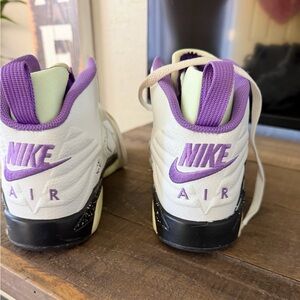 Jordan Nike Air High-Top Basketball Ball shoes in White & Purple